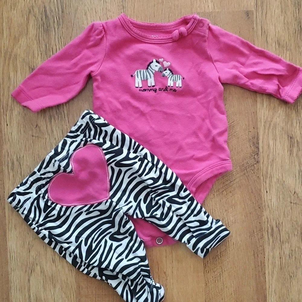 Carters Girls Mommy & Me Long Sleeve Shirts and Pants Sets‎ Zebra and Butterfly